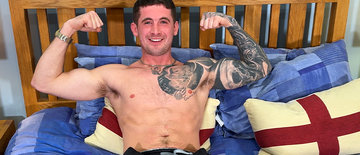 Young Straight Gym Lad Shows off his Muscles & his Huge Uncut Cock gets Wanked by another Man!