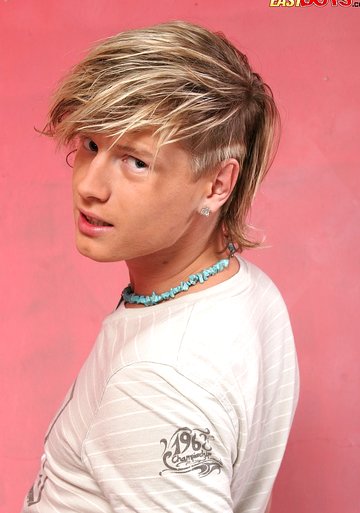Blonde twink shows his cock